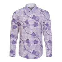 Anthurium Pikake Ti Leaf Palaka Long Sleeve Button Shirt Purple Version