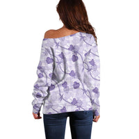 Anthurium Pikake Ti Leaf Palaka Off Shoulder Sweater Purple Version