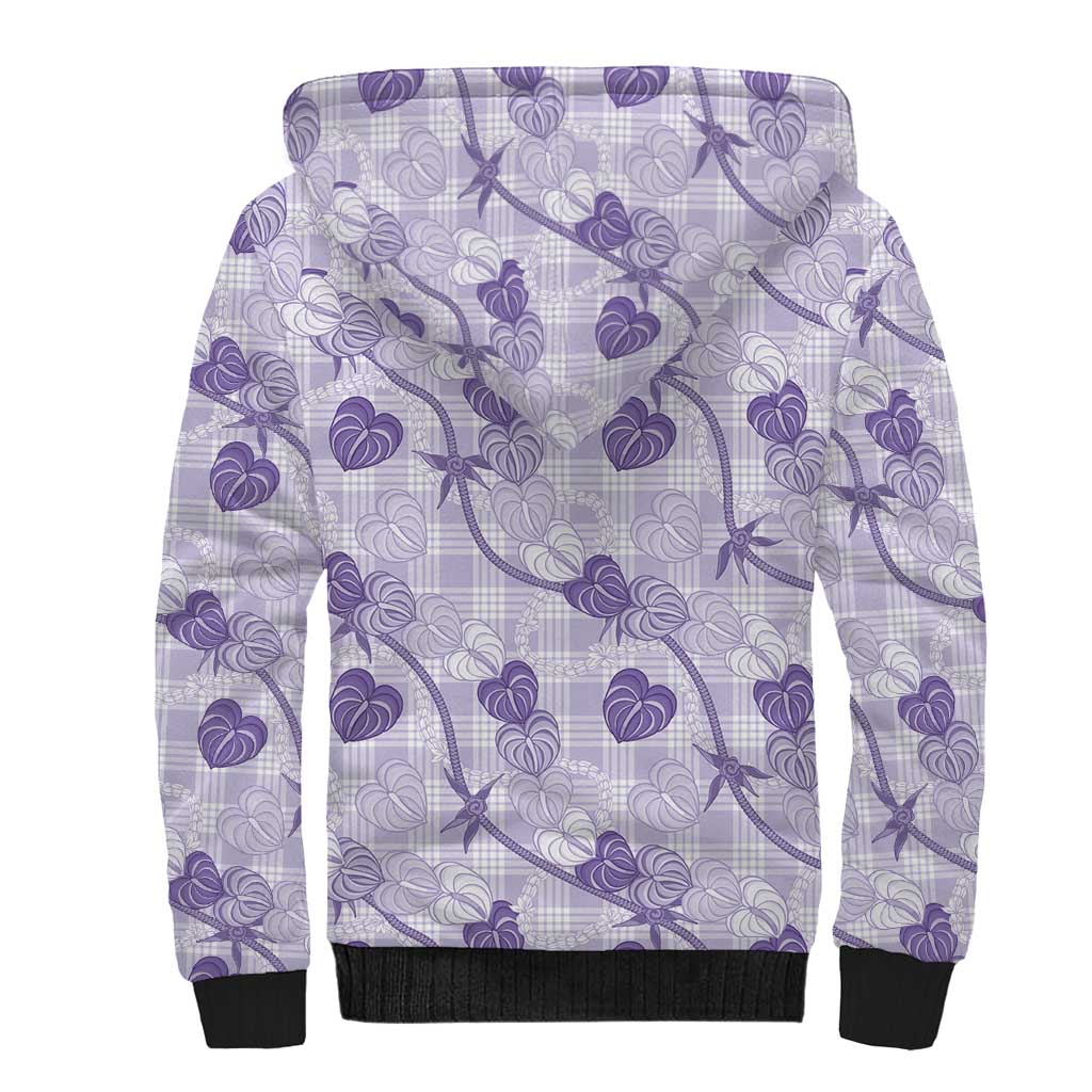 Anthurium Pikake Ti Leaf Palaka Sherpa Hoodie Purple Version
