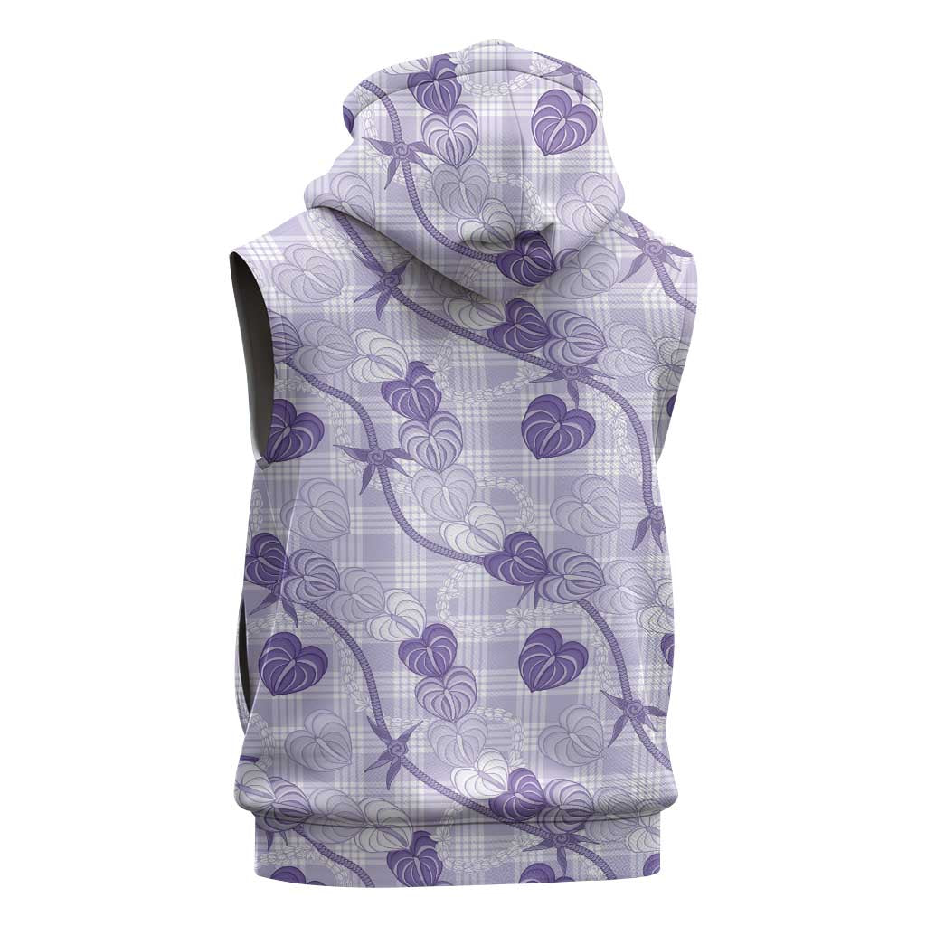 Anthurium Pikake Ti Leaf Palaka Sleeveless Hoodie Purple Version