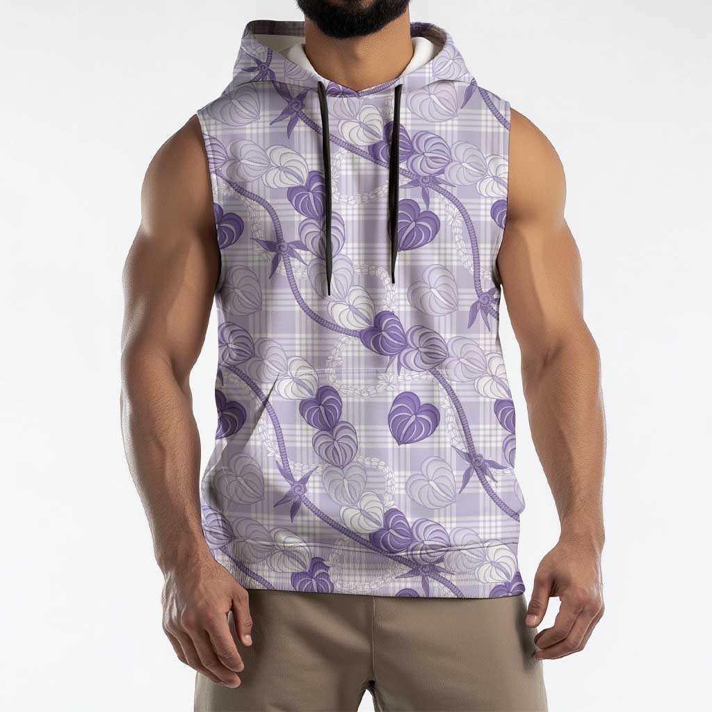 Anthurium Pikake Ti Leaf Palaka Sleeveless Hoodie Purple Version