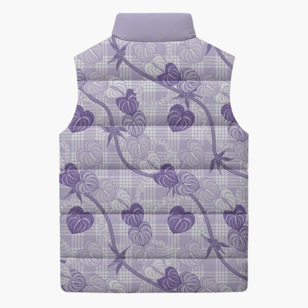 Anthurium Pikake Ti Leaf Palaka Sleeveless Puffer Jacket Purple Version