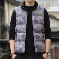Anthurium Pikake Ti Leaf Palaka Sleeveless Puffer Jacket Purple Version