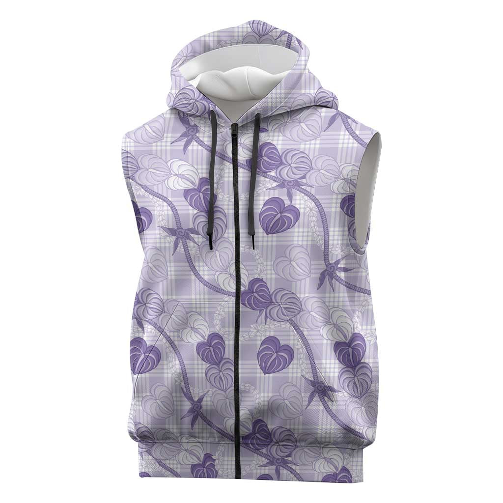 Anthurium Pikake Ti Leaf Palaka Sleeveless Zip Hoodie Purple Version