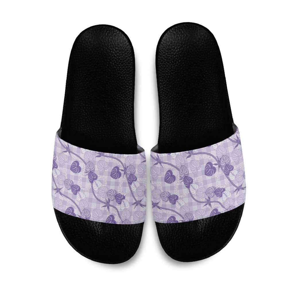 Anthurium Pikake Ti Leaf Palaka Slide Sandals Purple Version