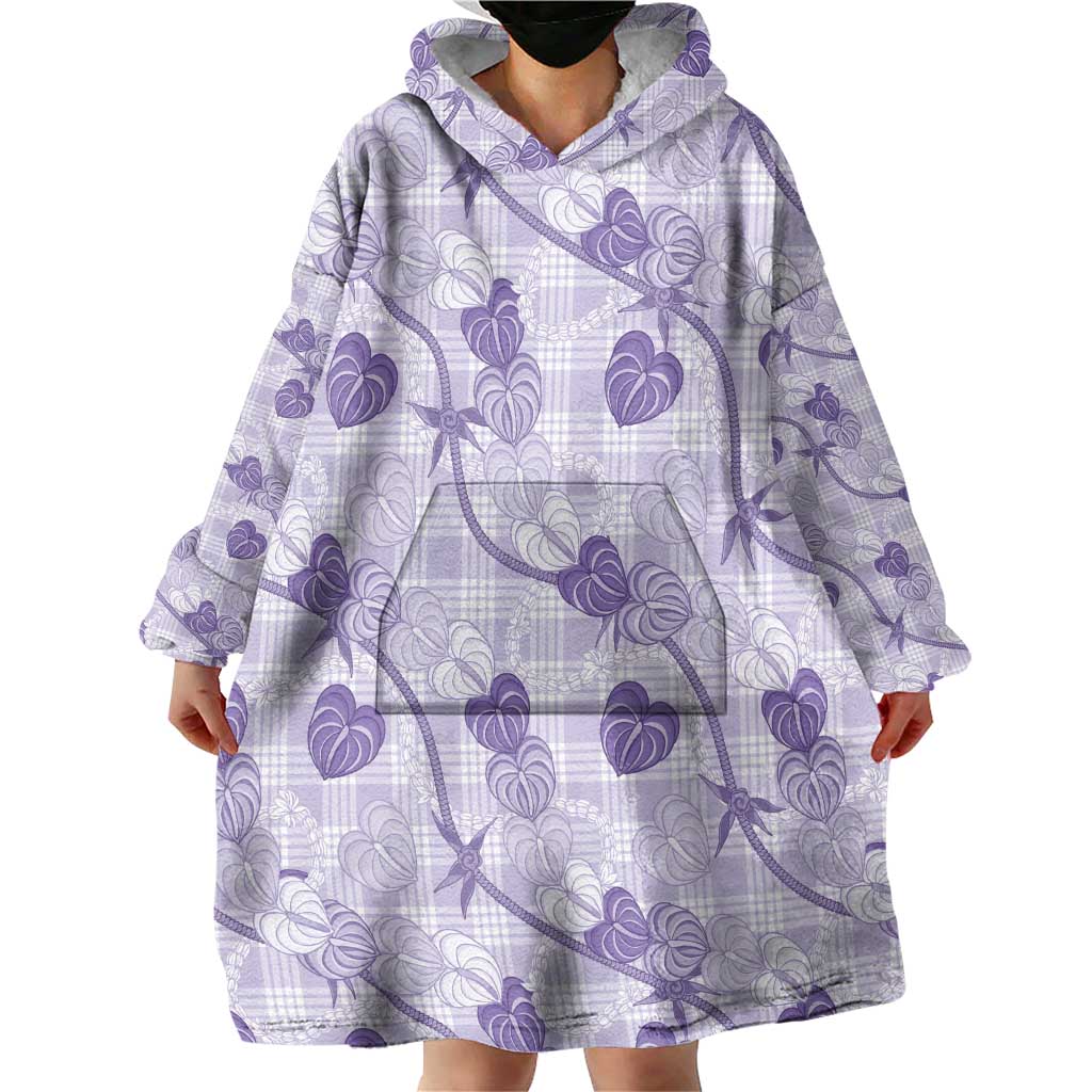 Anthurium Pikake Ti Leaf Palaka Wearable Blanket Hoodie Purple Version