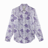 Anthurium Pikake Ti Leaf Palaka Women Casual Shirt Purple Version