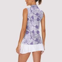 Anthurium Pikake Ti Leaf Palaka Women Sleeveless Polo Shirt Purple Version