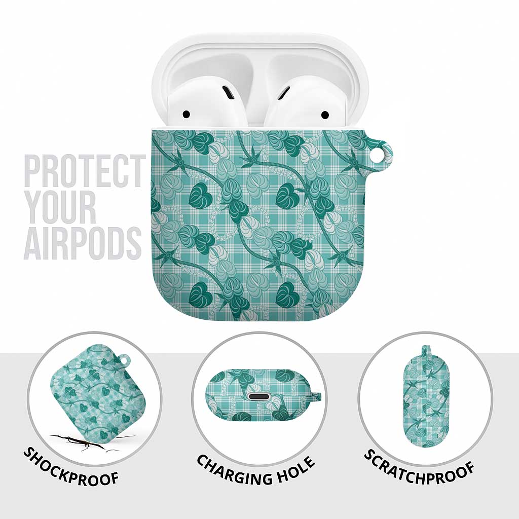 Anthurium Pikake Ti Leaf Palaka AirPods Case Turquoise Version