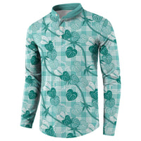 Anthurium Pikake Ti Leaf Palaka Button Sweatshirt Turquoise Version