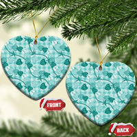 Anthurium Pikake Ti Leaf Palaka Ceramic Ornament Turquoise Version LT01 Heart Turquoise - Polynesian Pride