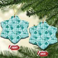 Anthurium Pikake Ti Leaf Palaka Ceramic Ornament Turquoise Version LT01 Snow Flake Turquoise - Polynesian Pride
