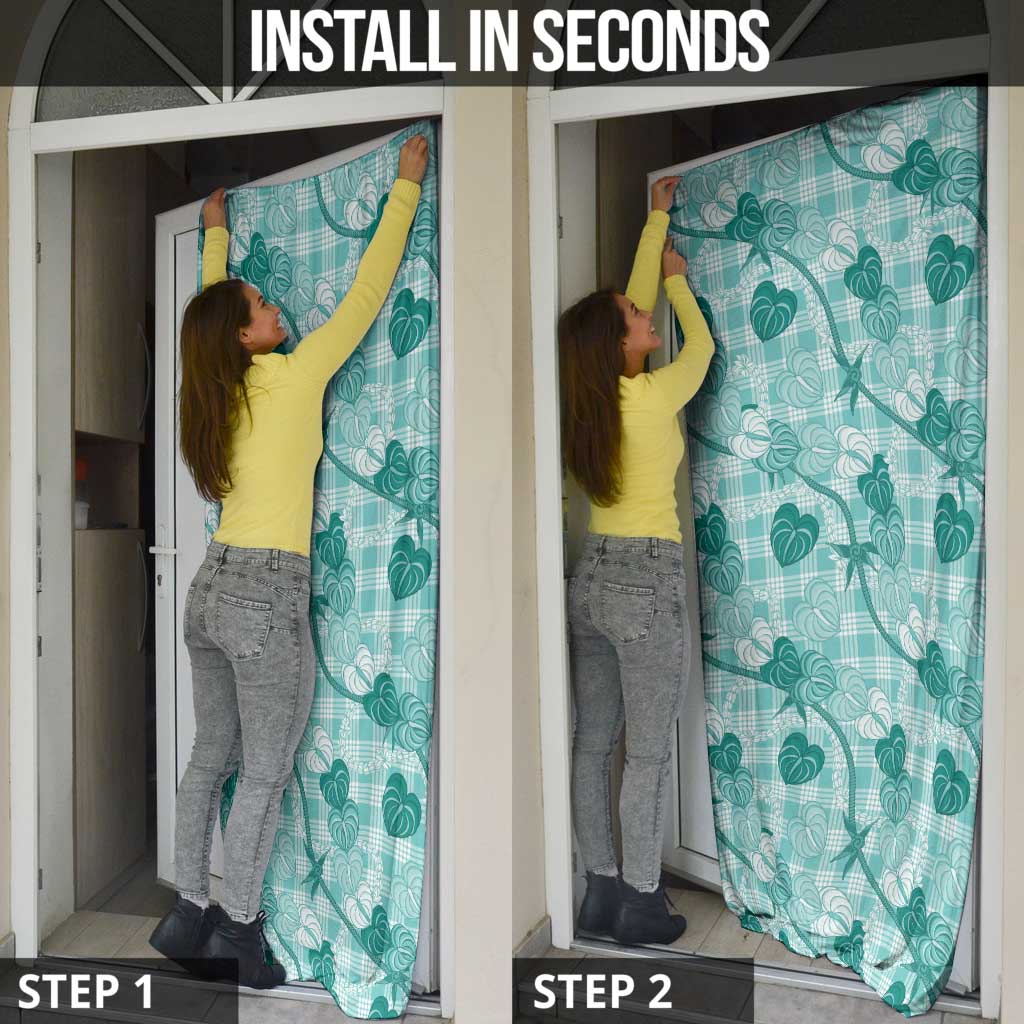 Anthurium Pikake Ti Leaf Palaka Door Cover Turquoise Version