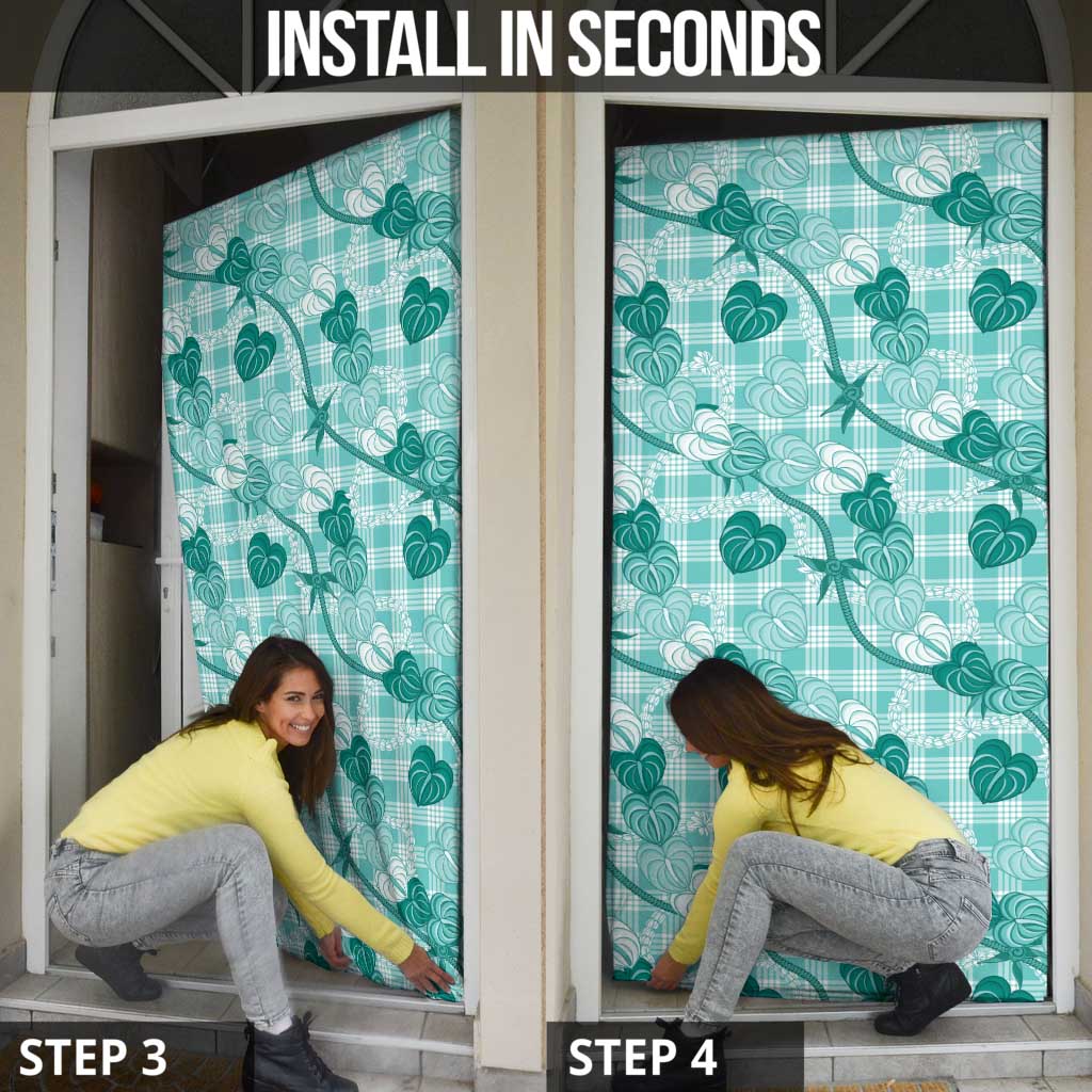 Anthurium Pikake Ti Leaf Palaka Door Cover Turquoise Version