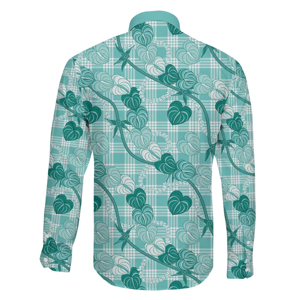 Anthurium Pikake Ti Leaf Palaka Family Matching Tank Maxi Dress and Hawaiian Shirt Turquoise Version