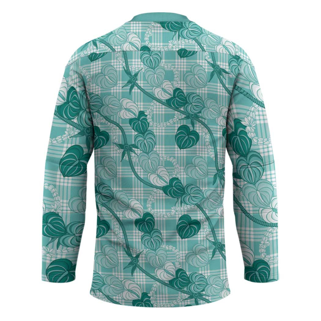Anthurium Pikake Ti Leaf Palaka Hockey Jersey Turquoise Version
