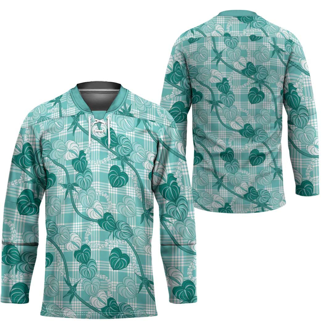 Anthurium Pikake Ti Leaf Palaka Hockey Jersey Turquoise Version