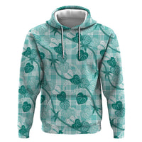 Anthurium Pikake Ti Leaf Palaka Hoodie Turquoise Version