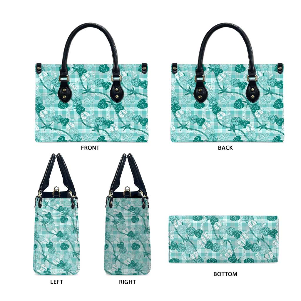 Anthurium Pikake Ti Leaf Palaka Leather Bag Turquoise Version