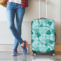 Anthurium Pikake Ti Leaf Palaka Luggage Cover Turquoise Version