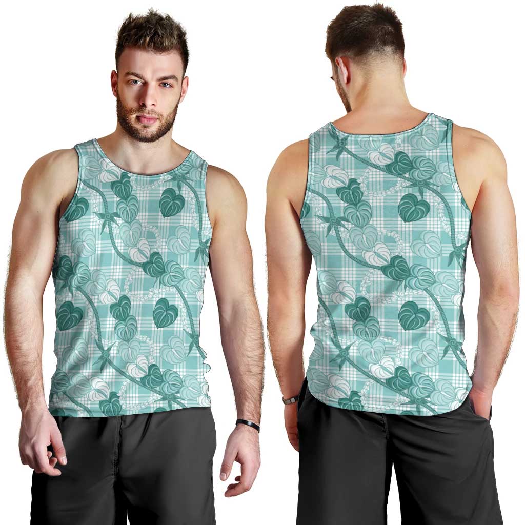 Anthurium Pikake Ti Leaf Palaka Men Tank Top Turquoise Version