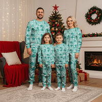 Anthurium Pikake Ti Leaf Palaka Christmas Pajama Set Turquoise Version LT01 - Polynesian Pride