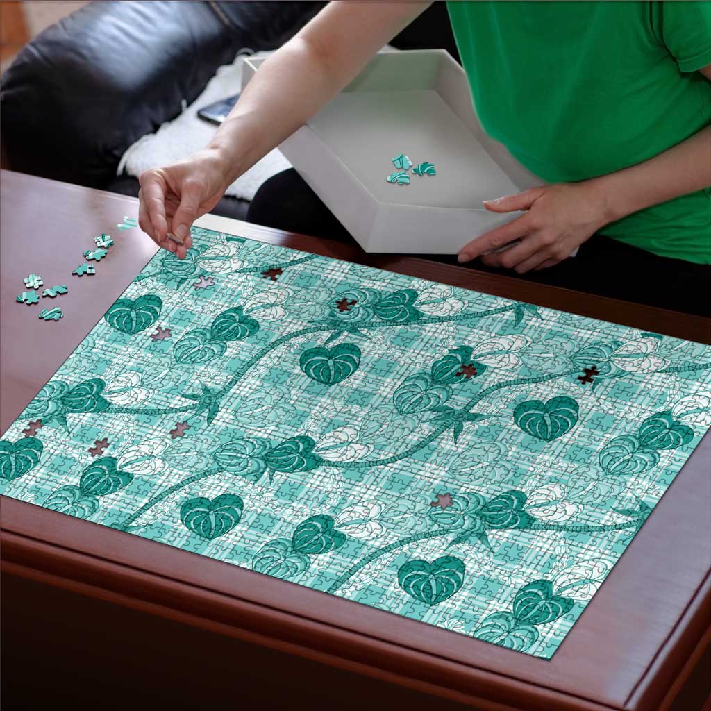Anthurium Pikake Ti Leaf Palaka Puzzle Turquoise Version