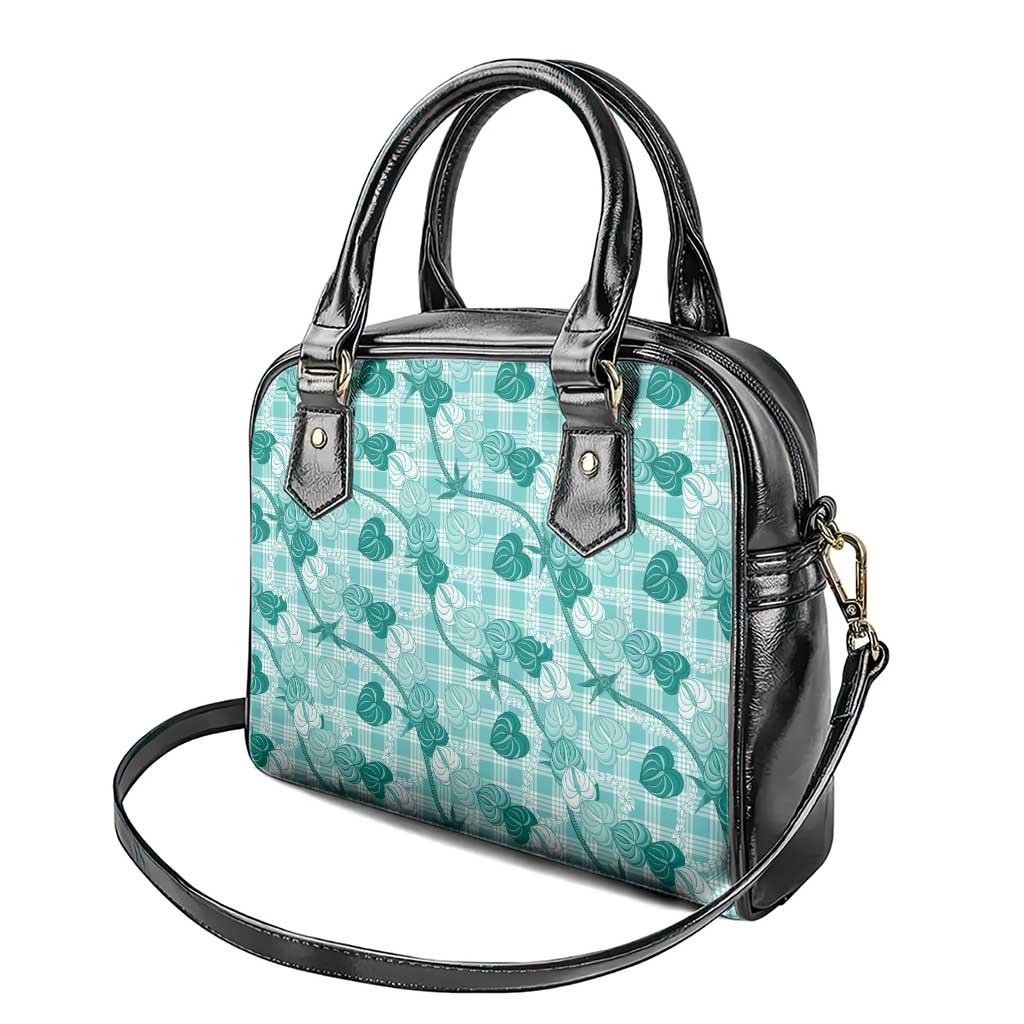 Anthurium Pikake Ti Leaf Palaka Shoulder Handbag Turquoise Version