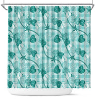 Anthurium Pikake Ti Leaf Palaka Shower Curtain Turquoise Version