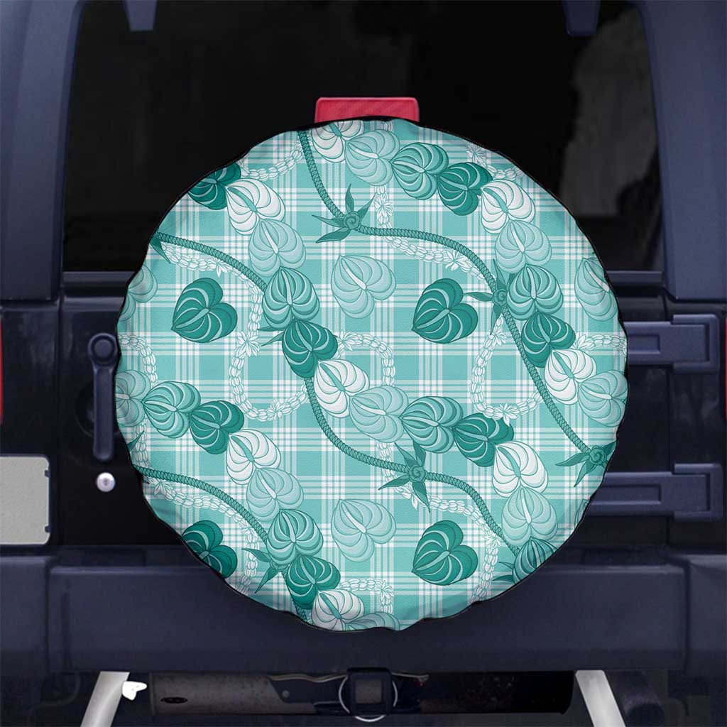Anthurium Pikake Ti Leaf Palaka Spare Tire Cover Turquoise Version