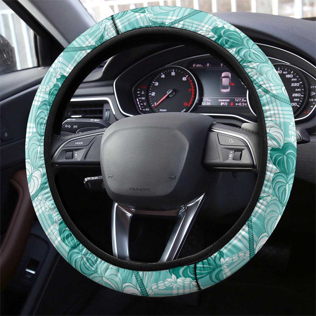 Anthurium Pikake Ti Leaf Palaka Steering Wheel Cover Turquoise Version