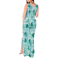 Anthurium Pikake Ti Leaf Palaka Tank Maxi Dress Turquoise Version