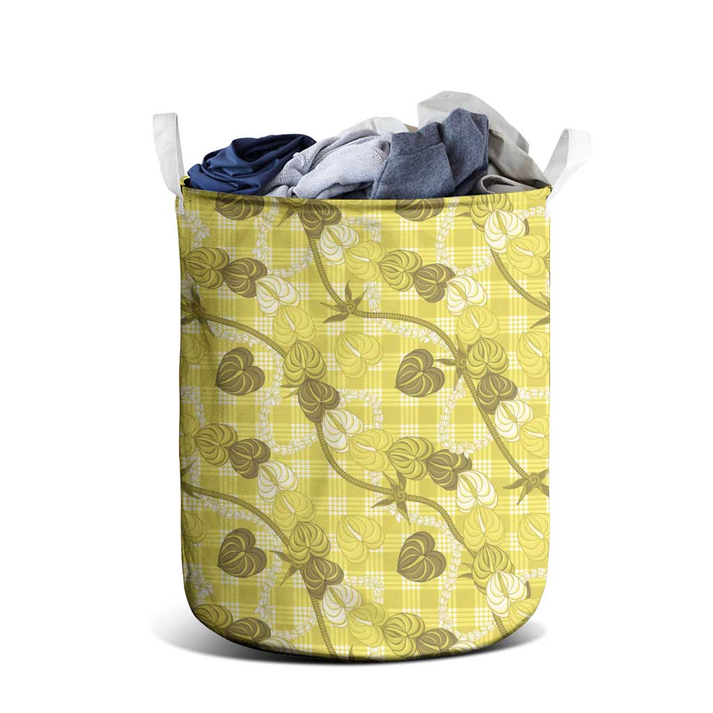 Anthurium Pikake Ti Leaf Palaka Laundry Basket Yellow Version