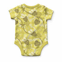 Anthurium Pikake Ti Leaf Palaka Baby Onesie Yellow Version LT01 - Polynesian Pride