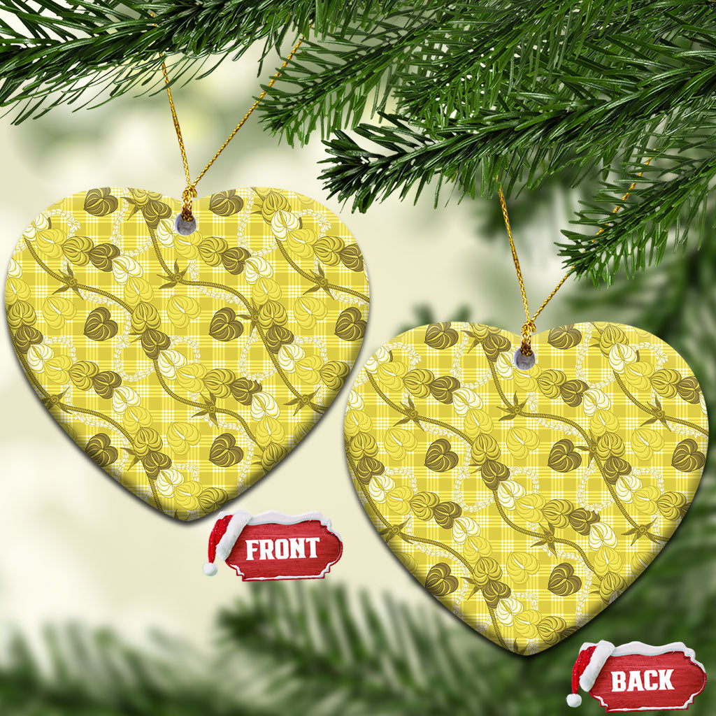 Anthurium Pikake Ti Leaf Palaka Ceramic Ornament Yellow Version LT01 Heart Yellow - Polynesian Pride