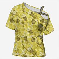 Anthurium Pikake Ti Leaf Palaka Cross Shoulder Shirt Yellow Version