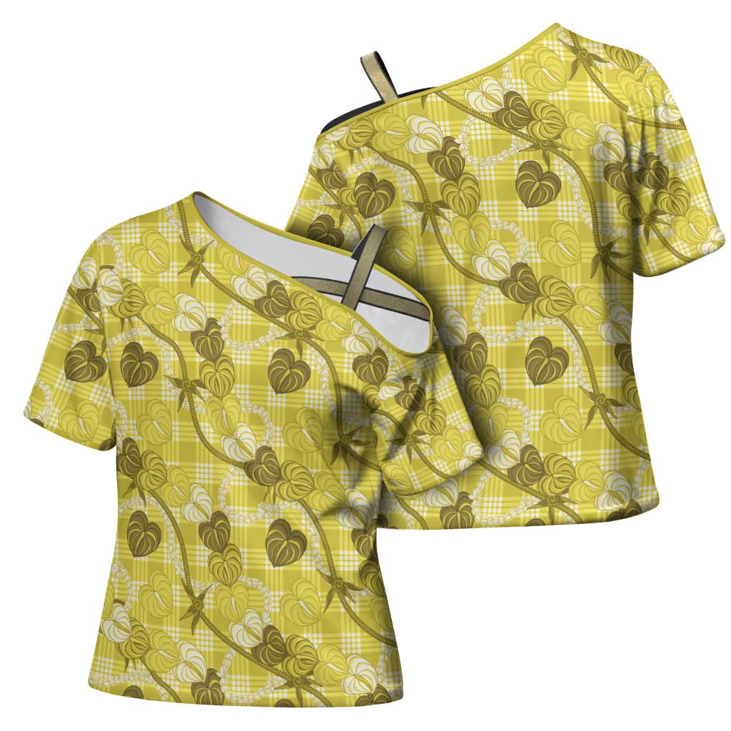 Anthurium Pikake Ti Leaf Palaka Cross Shoulder Shirt Yellow Version