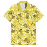 Anthurium Pikake Ti Leaf Palaka Family Matching Short Sleeve Bodycon Dress and Hawaiian Shirt Yellow Version LT01 Dad's Shirt - Short Sleeve Yellow - Polynesian Pride