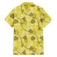 Anthurium Pikake Ti Leaf Palaka Family Matching Short Sleeve Bodycon Dress and Hawaiian Shirt Yellow Version LT01 - Polynesian Pride