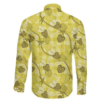 Anthurium Pikake Ti Leaf Palaka Family Matching Short Sleeve Bodycon Dress and Hawaiian Shirt Yellow Version LT01 - Polynesian Pride