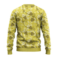 Anthurium Pikake Ti Leaf Palaka Ugly Christmas Sweater Yellow Version LT01 - Polynesian Pride