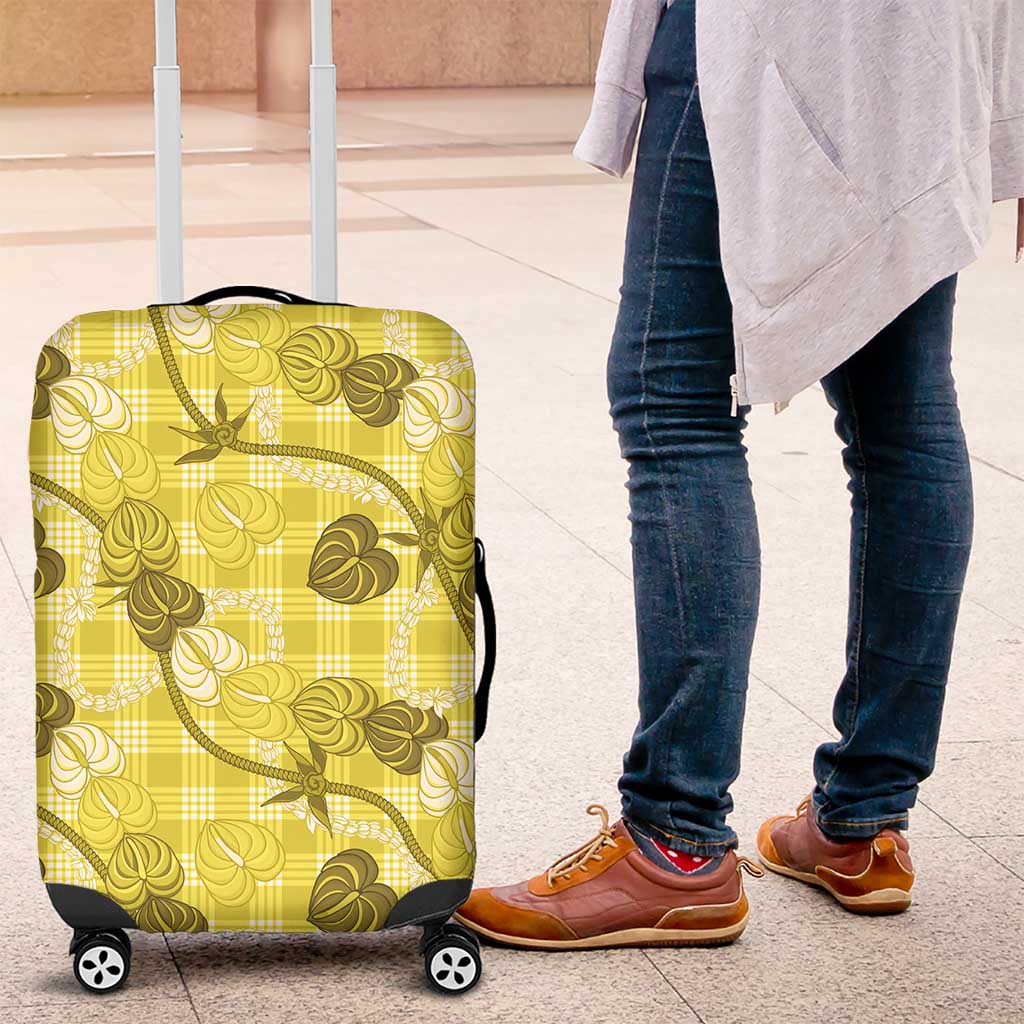 Anthurium Pikake Ti Leaf Palaka Luggage Cover Yellow Version