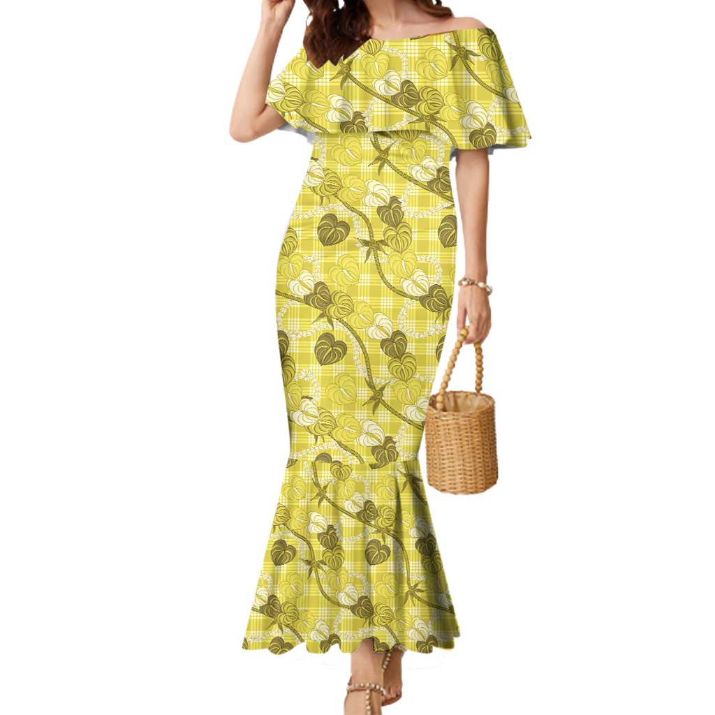 Anthurium Pikake Ti Leaf Palaka Mermaid Dress Yellow Version