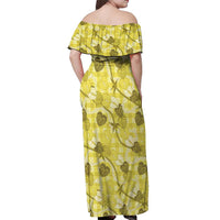 Anthurium Pikake Ti Leaf Palaka Off Shoulder Maxi Dress Yellow Version
