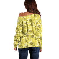 Anthurium Pikake Ti Leaf Palaka Off Shoulder Sweater Yellow Version