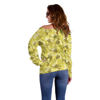 Anthurium Pikake Ti Leaf Palaka Off Shoulder Sweater Yellow Version