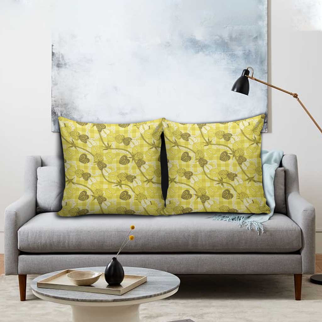 Anthurium Pikake Ti Leaf Palaka Pillow Cover Yellow Version