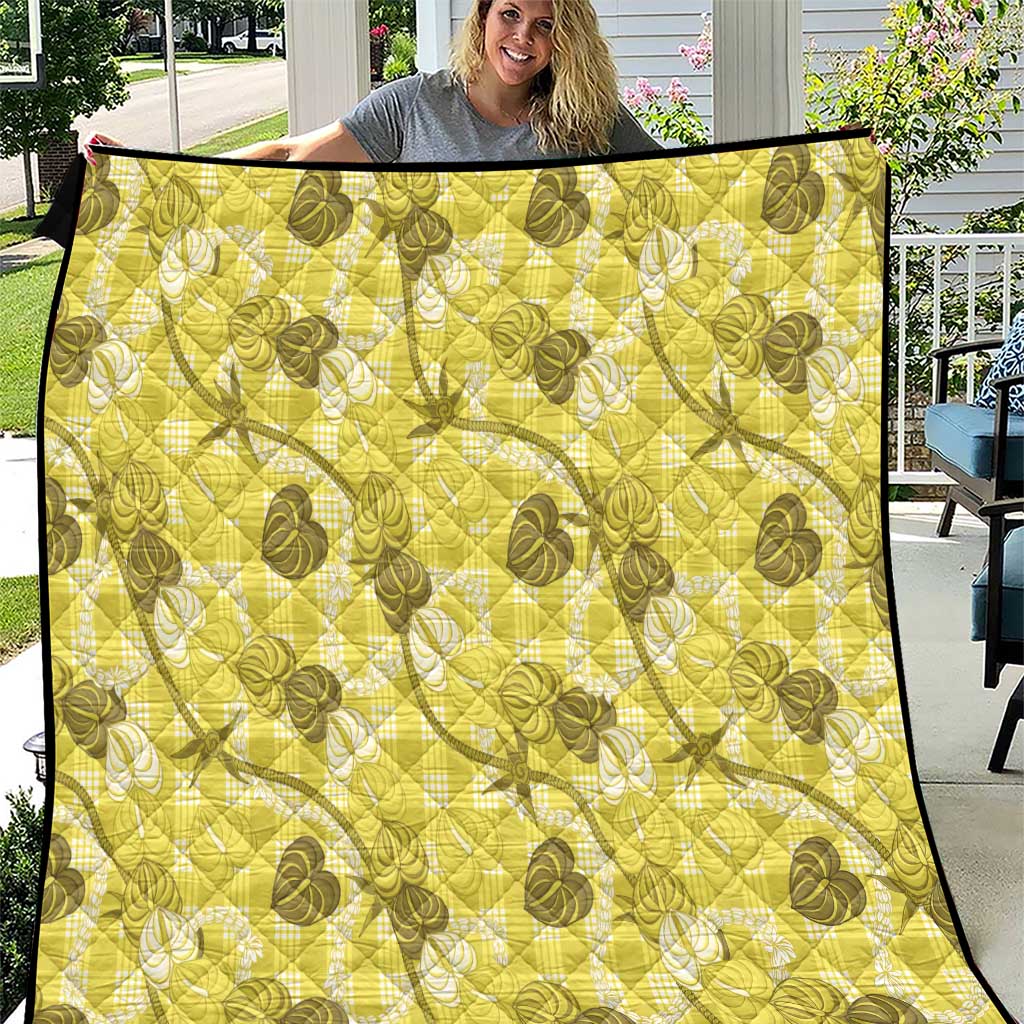 Anthurium Pikake Ti Leaf Palaka Quilt Yellow Version