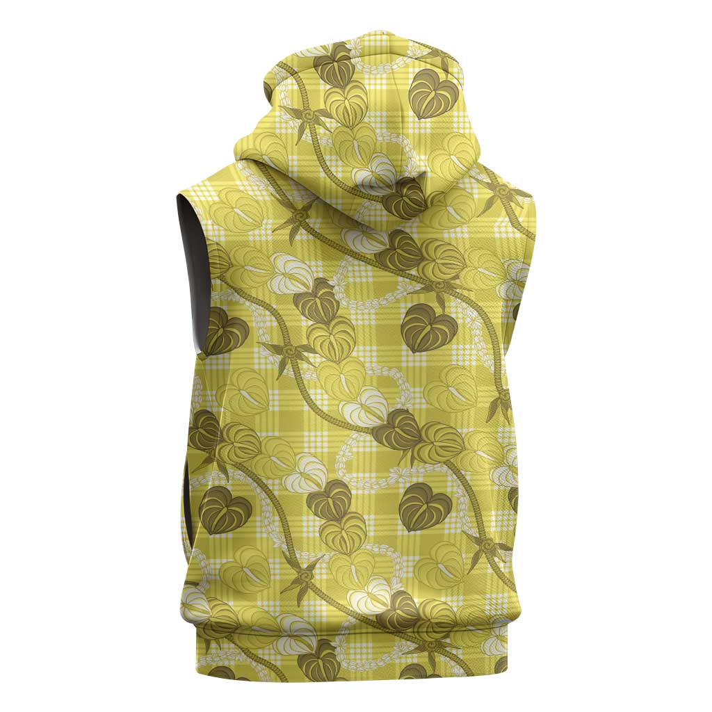 Anthurium Pikake Ti Leaf Palaka Sleeveless Hoodie Yellow Version