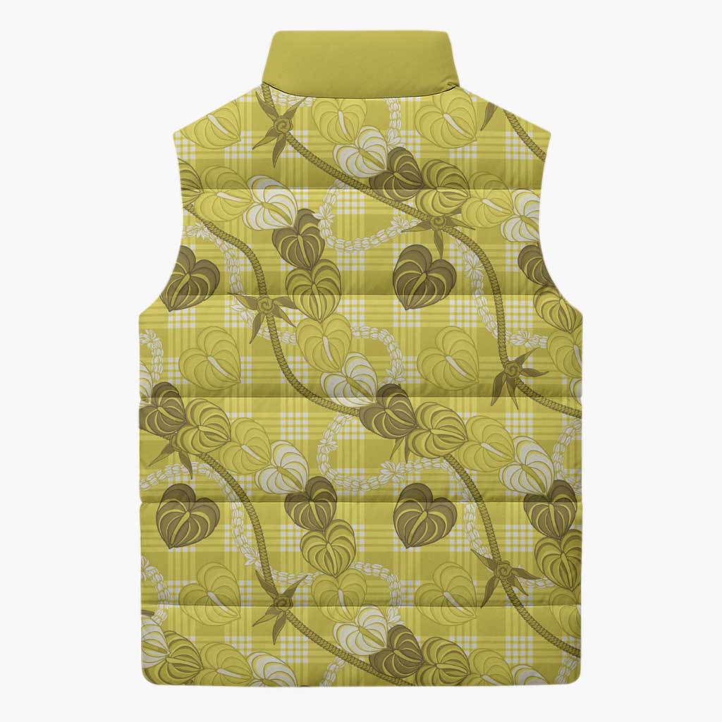 Anthurium Pikake Ti Leaf Palaka Sleeveless Puffer Jacket Yellow Version